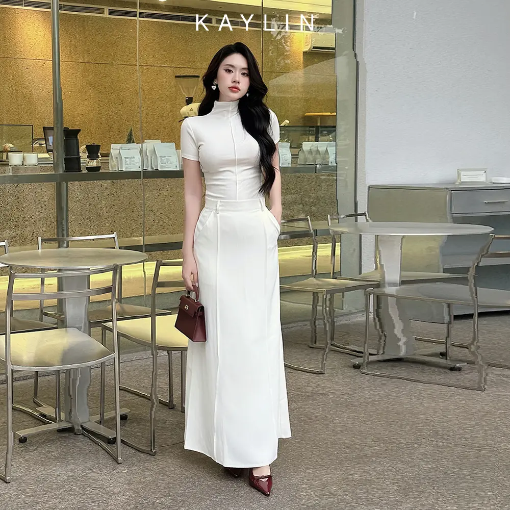 Chân váy KAYLIN Midi tôn dáng chất vải lụa mềm nhẹ phong cách thanh lịch - N2200 Nữ Women