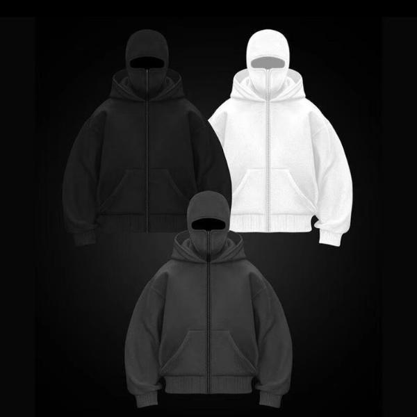  Áo Hoodie Balaclava Ninja 2 Nam Chất Nỉ Bông Thiết Kế 2 Mũ Che Mặt Độc Đáo - Menswear Dài Tay Tay Dài Shirt hoodie  zip 