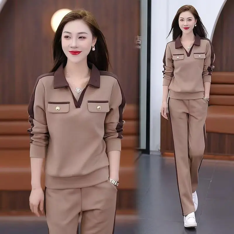 2025 New Fashionable Stylish Casual Long Sleeve Sweatshirt Two-Piece Set Hot Item