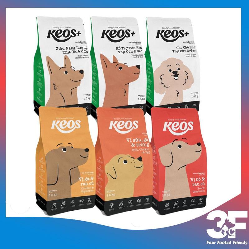 Keos Thức Ăn Hạt Cho Chó Mọi Lứa Tuổi 1.5 kg Vị Gà & Rau Củ Giàu Năng Lượng Xương Khớp Chắc Khỏe Sức Khỏe Tim Mạch Tiêu Hóa Tốt Công Nghệ Natural Shield
