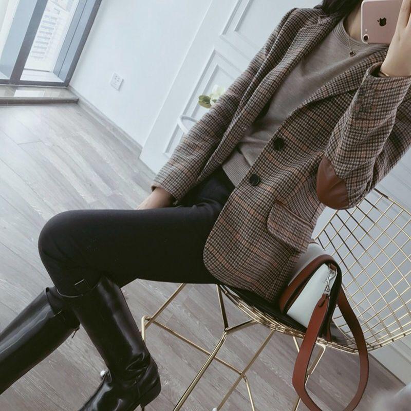 Áo Blazer Kẻ Sọc, Dành Cho Nữ, Hàng Mới Về Mùa Xuân Và Mùa Thu 2024, Phong Cách Hàn Quốc, Dáng Ôm, Dễ Phối Đồ, Áo Khoác Vest Nữ Cổ Điển 1
