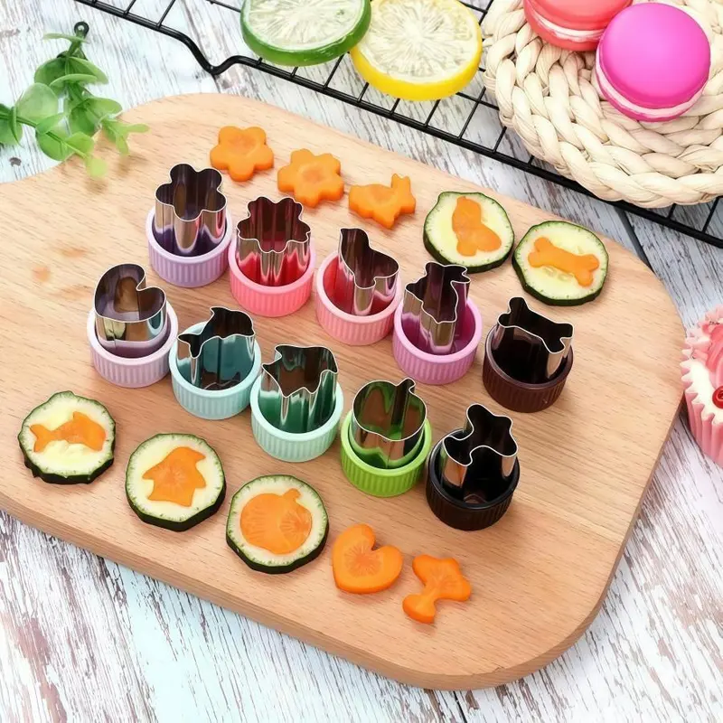 Kids Baking Set, 24pcs/set Cute Cartoon Rabbit Shaped Mold with Removable Fruit & Vegetable Tools, Creative Cooking & Pretend Play Tool 6