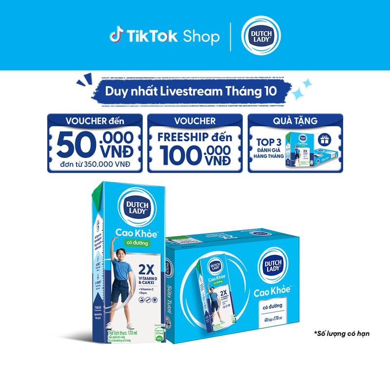 Thùng 48 Hộp Sữa Dutch Lady Cô Gái Hà Lan Cao Khỏe Có Đường 170ml (48x170ml)