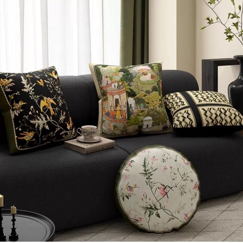 Product Introduction of American French retro living room square sofa bedroom light luxury premium green pillow cushion tide 4