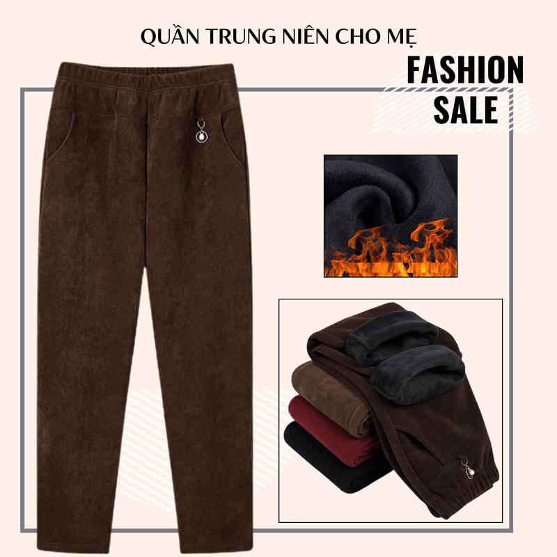  Quần trung niên nữ quần trung niên nhung trong lót nỉ cho mẹ mặc ở nhà hay đi chơi ms612 