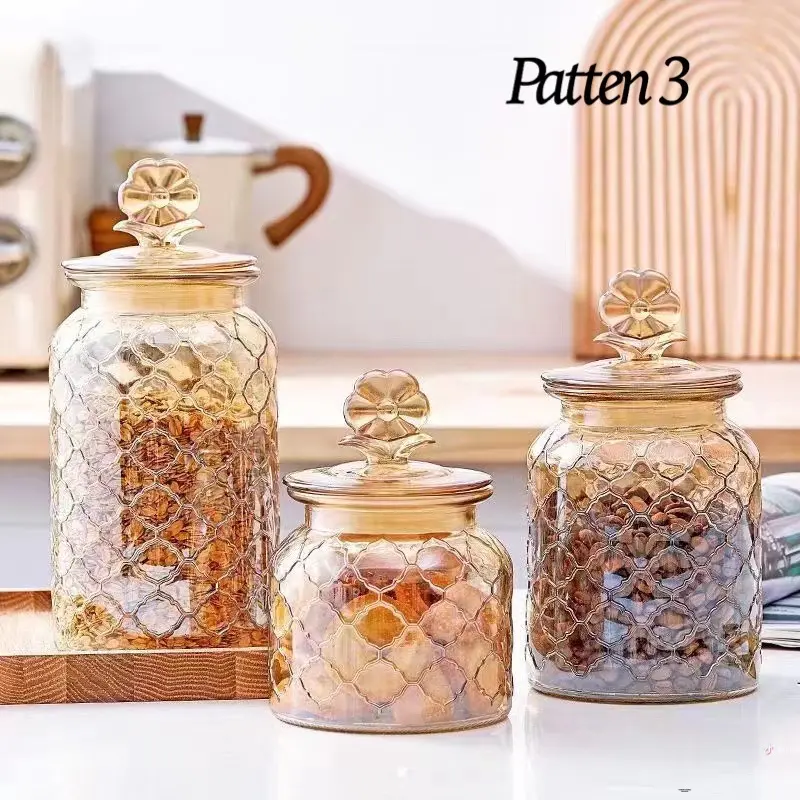 LIFESTYLE BALANG KUIH RAYA   Airtight Glass Jar Cookie Food Storage Container Spice Bottles