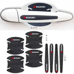 8Pcs Mobil Serat Karbon Stiker Pegangan Perlindungan Film untuk Suzuki Ertiga Swift XL7 SX4 Jimy Vitara Jimy Aksesoris NS DIGITAL STICKER