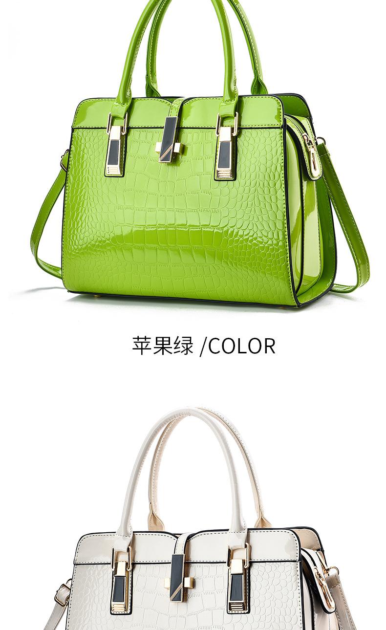 Product Introduction of [Cross-Border] Fashionable Bright Leather Women's Handbag 2024 Autumn and Winter New Large Capacity Crocodile Pattern Shoulder Messenger Bag 8