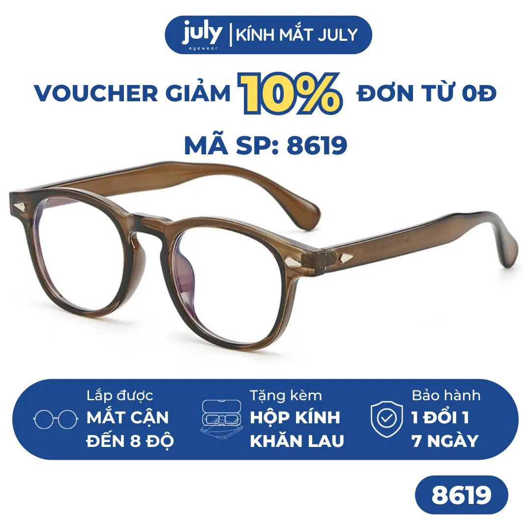 Gọng kính cận nam nữ form vuông phong cách trẻ trung, dễ đeo hợp nhiều dáng mặt 8619 Kính Mắt Mắt Kính Titan Tròng Kính Tết