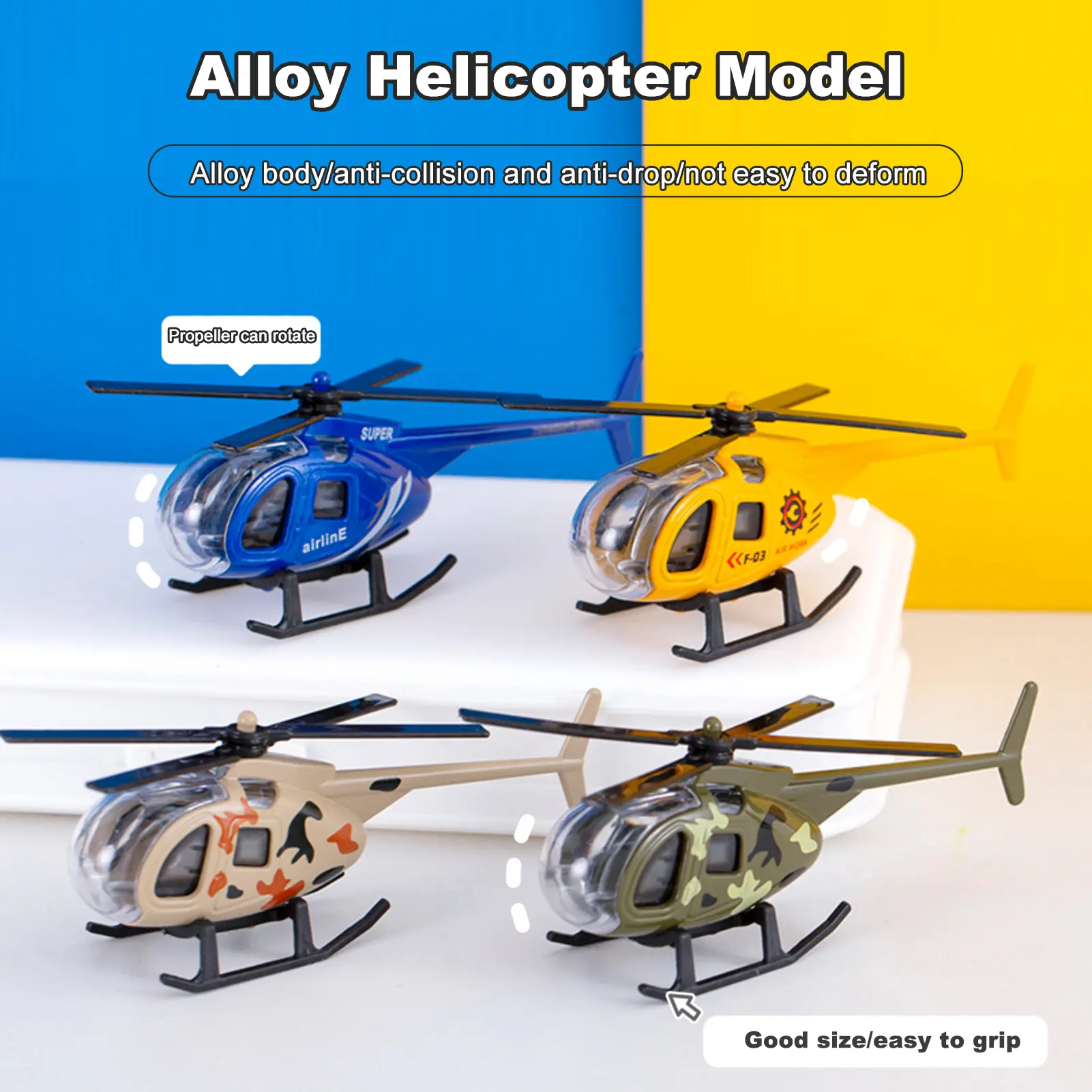 4Pcs Alloy Helicopter Model Realistic Die-cast Fighter Airplane Figurine Decoration Desktop Aircraft Ornament Kids Boys Collectible Gift