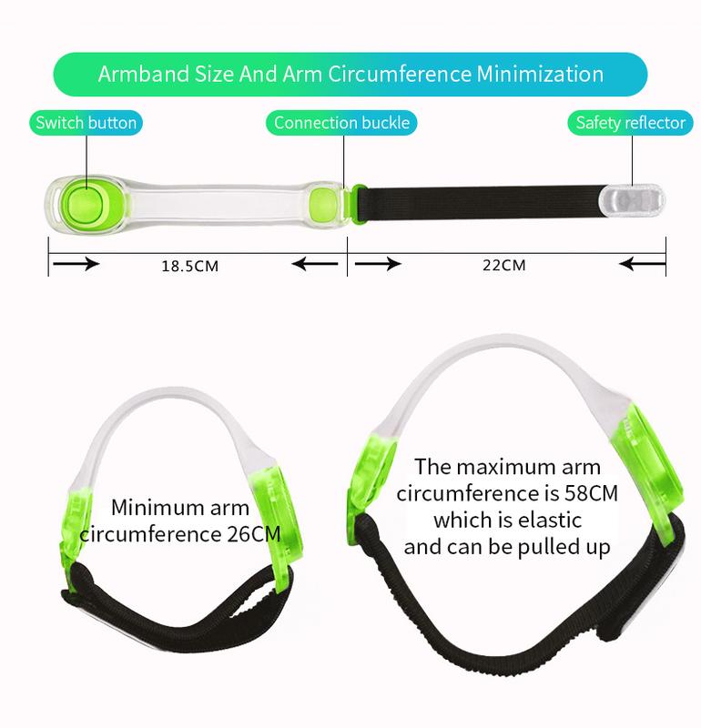 Product Introduction of LED Light Up Armband Adjustable Wearable Running Arm Belt Glow The Dark for Running Walking Cycling Concert Roller Skates Light 4
