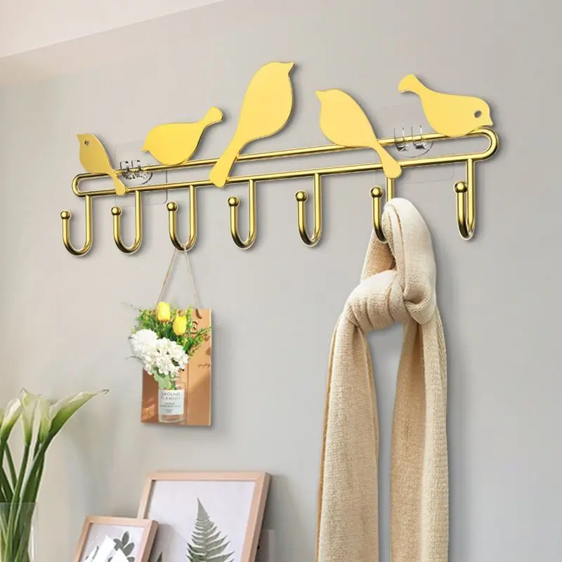 Hanger behind the Door Empty-Free Wall Wall Mounted Hoy Strong Adhesive Hook Coat and Cap Storage Rack One Row Long Strip Row Hook Hanging Clothes Hook behind the Door, No Need to Hit Empty Wall Hooks, Strong Wall Hooks20241121
