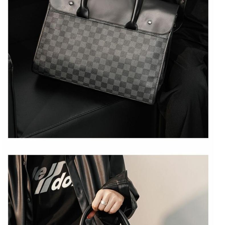 Product Introduction of New Business Plaid Tote Briefcase European And American Fashion Shoulder Bag Messenger Bag Computer Bag File Bag 14