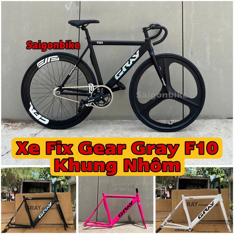 Xe Đạp Thể Thao Fix Gear Khung Nhôm Gray F10, Ghi Đông Bản Dẹp (Kèm Dây Strap Và Đồ Lắp) Sports