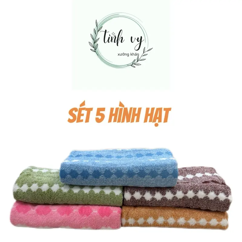 Sét 5 khăn tắm màu ngẫu nhiên.KT 50*100.Mềm mại thấm hút nước tốt .Màu sắc đa dạng. Nhà Tắm 4