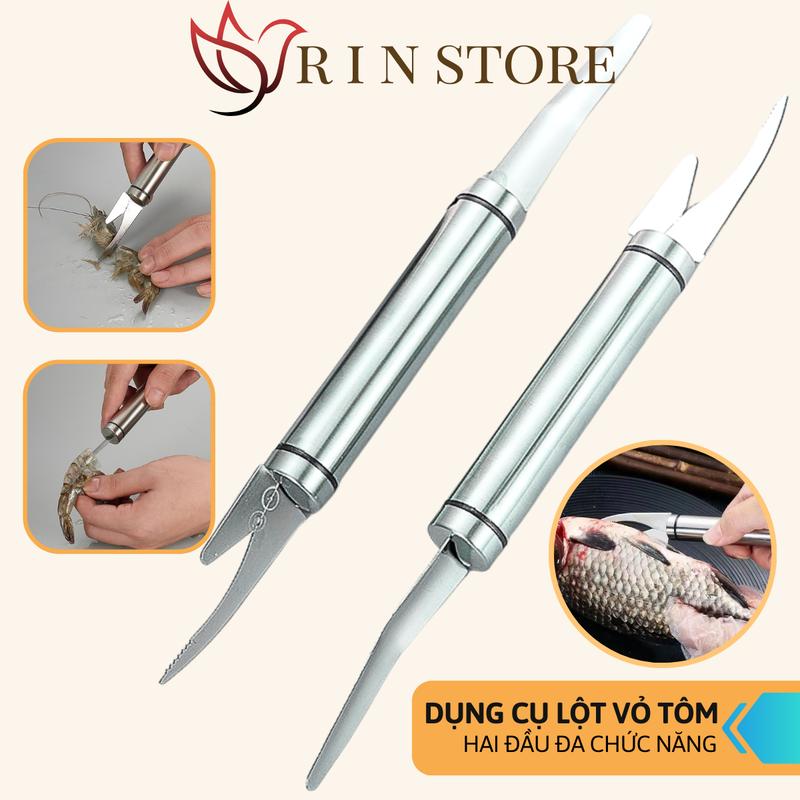  Dụng Cụ Bóc Vỏ Tôm Hai Đầu Inox 304 Không Gỉ Tiện Dụng Làm Lòng Bóc Vỏ Tôm Lấy Chỉ Tôm Đánh Vảy Cá Đa Năng RIN 