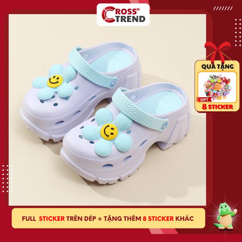 Dép cross nữ đế cao 7cm, DéP quai hậu nữ Smile V2 Tím hottrend 2023 girl phố sang chảnh kiểu Hàn Quốc có quai hậu điều chỉnh CROSS TREND