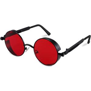 แว่นกันแดด Steampunk แบบกอธิคย้อนยุค, EyeconicFinds, กรอบโลหะกลม, เฉดสีที่ได้รับแรงบันดาลใจจากวงกลมพังก์, สำหรับผู้ชาย, B1857,