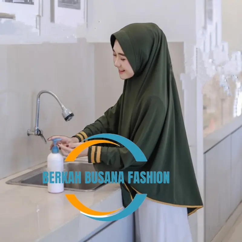 Jilbab Lengan Saku Hijab Tangan Panjang Kerudung Jumbo Syari Muslim Terbaru Cantik Instan Khimar 7
