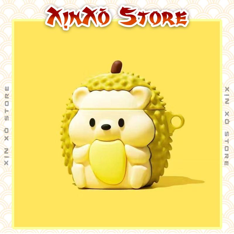 Vỏ Ốp Airpod 2 3 4 pro pro2 Nhím Sầu riêng kèm móc khóa, Case Airpods bảo vệ tai nghe - XỊN XÒ Store