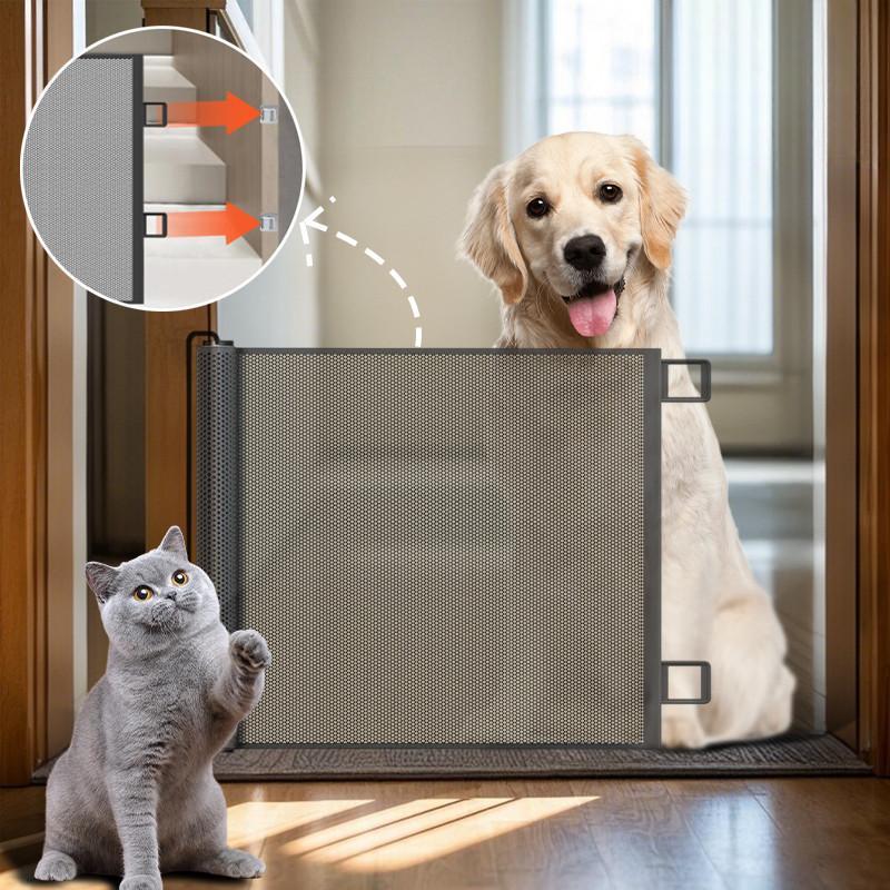  Hàng rào an toàn cho trẻ em  Lưới chắn tự động co giãn,Cổng Rào Thú Cưng Tự Động Kéo Dãn Lưới Ngăn Chó Mèo Trong Nhà Lắp Đặt Không Khoan nhà  mèo 