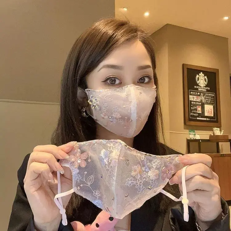 Ren Mặt Nạ Có Thể Điều Chỉnh Thoáng Khí, Chống Bụi, Thêu, Chống Nắng, Đồ Trang Trí Hoa Thời Trang, Mặt Nạ Độc Lập, Thích Hợp Cho Mùa Hè, Mùa Xuân Và Mùa Hè, Năm Phát Hành 2024