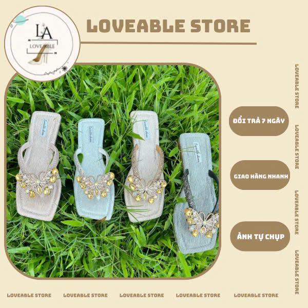  LOVEABLE-STORE-  DÉP KẸP BƯỚM CHÚA QUAI DÂY ĐÁ XOÀN CAO CẤP ,DA PU CAO CẤP  ĐẾ SIÊU NHẸ 