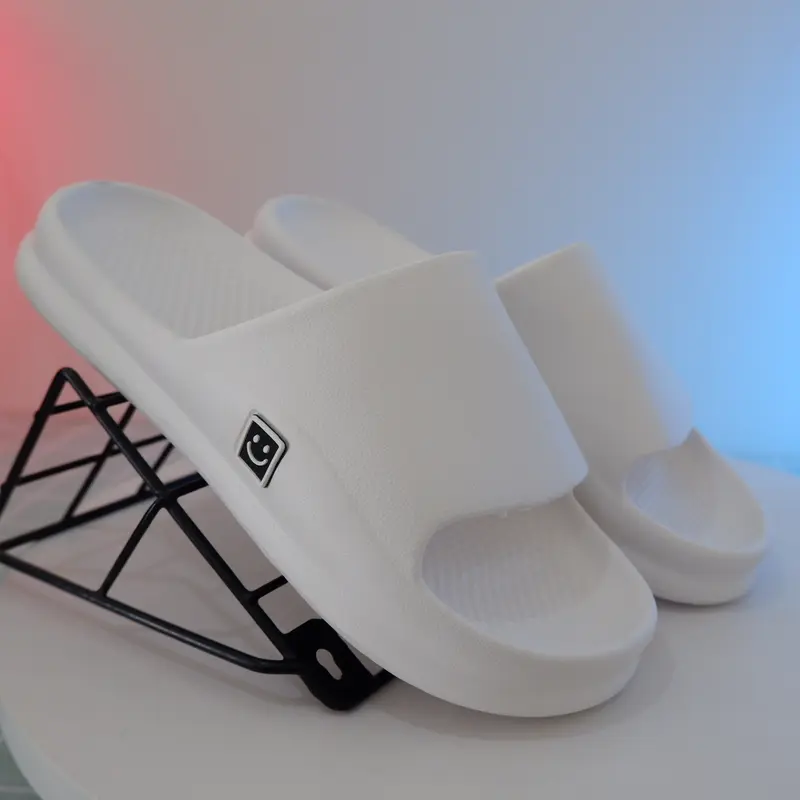 Sandal Slop Karet Eva Smile Unisex slop size 36-44 EVA PUTIH HITAM/ WARNA  laki laki / Sendal slop pria / Sandal slide pria / Sandal slop / Sandal outdoor dan indoor Shoes 1