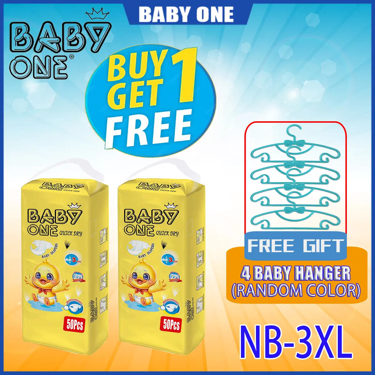 BABYONE Diaper Pants Buy1 Take1 Bundle Pack Large Size Small Medium XL XXL XXL Tape/Pull-ups