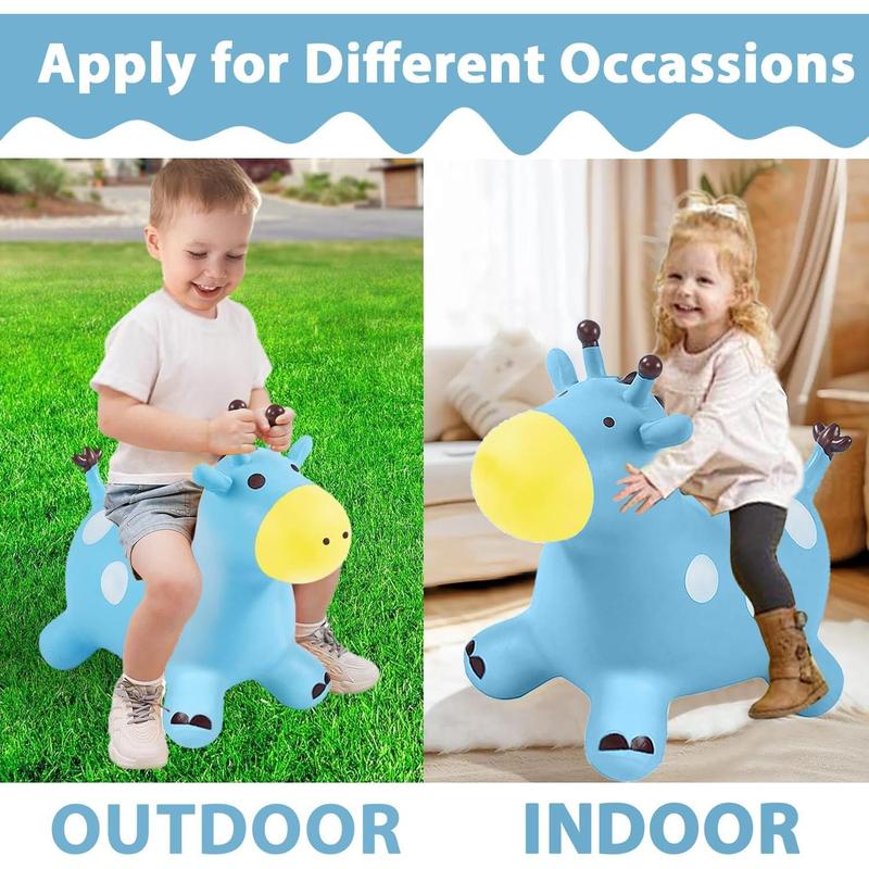 Animal Space Hopper for Kids, Inflatable Giraffe Bouncy Horse for Child Toddler, Children Inflatable Animal Hopper Ride on Jumping Toys for Boys Girls 1 2 3 4 5 6 Years Old Indoor Outdoor Bouncy Balls 4