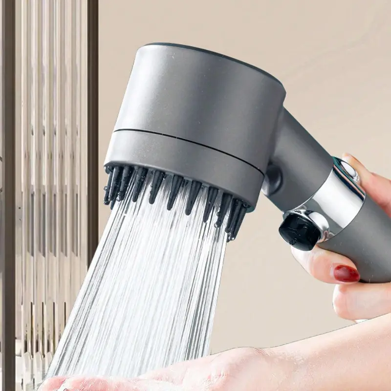 3 Modes Handheld Shower Head, Air Boost Strong Water Flow Handheld Shower Head, Everything Shower Products, Bathroom Shower Head, Waterfall, Home, Modern, Fixtures, Pressure Boosted Shower, Shower Head Ensemble, Handheld Showerhead 0