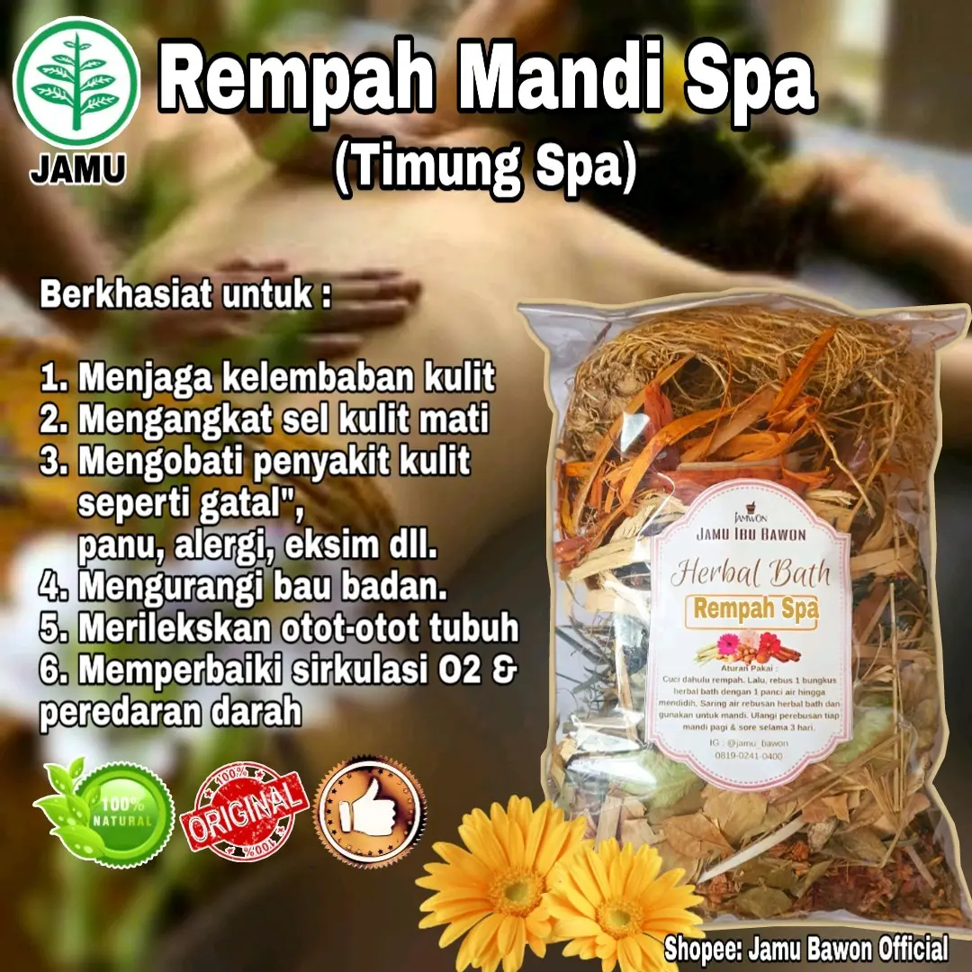 Rempah Mandi Alami / Timung Spa/ Pocor Dewasa/ Perawatan Pengantin