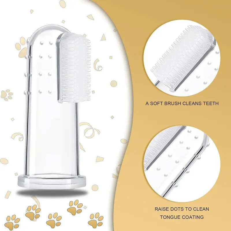 Dog Finger Toothbrush Set, 20pcs/set Finger Toothbrush with Silicone Bristles & 16 Round Particles, Pet Oral Care Tool for All Pets 5