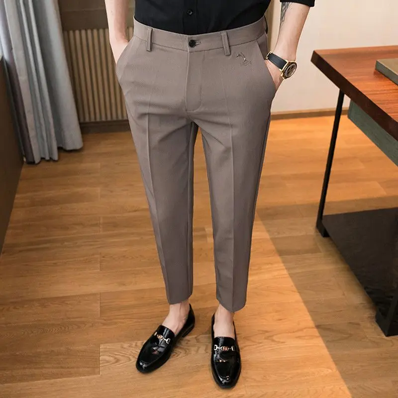 Men's Pants New Trendy Suit Pants Korean Style Summer Nine-point Trousers Slim Fit Skinny Long Pants Draped Casual Pants