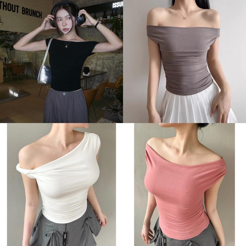  Áo bẹc vai Clamer Shirt 4K chất cotton co giãn mặc được nhiều kiểu 