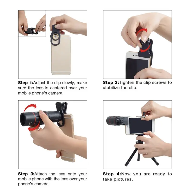 APEXEL Lensa Zoom HP Lens Kamera Tele Zoom HP 18X ZOOM LENSA Universal 18X25 Handphone Bermata HD Ponsel Lensa Camera HP Ponsel Lensa Zoom Optik Dengan Tripod untuk Ponsel 6