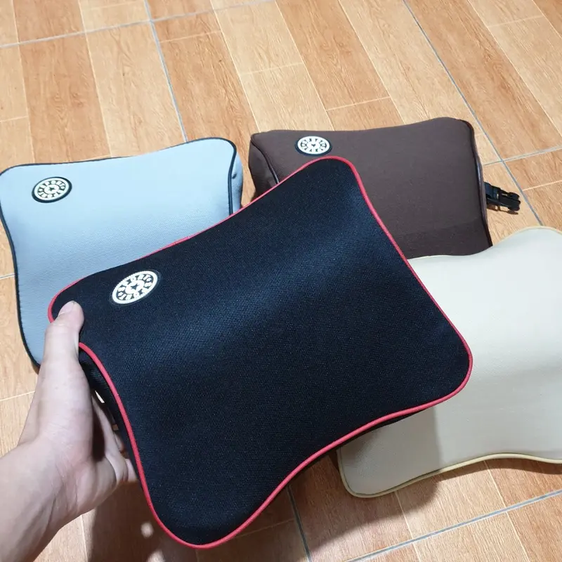 Gối tựa đầu, tựa lưng chất liệu vỏ nỉ cotton có khóa kéo - lõi ruột cao su non tự nhiên cao cấp ( 4 màu) phụ kie 2