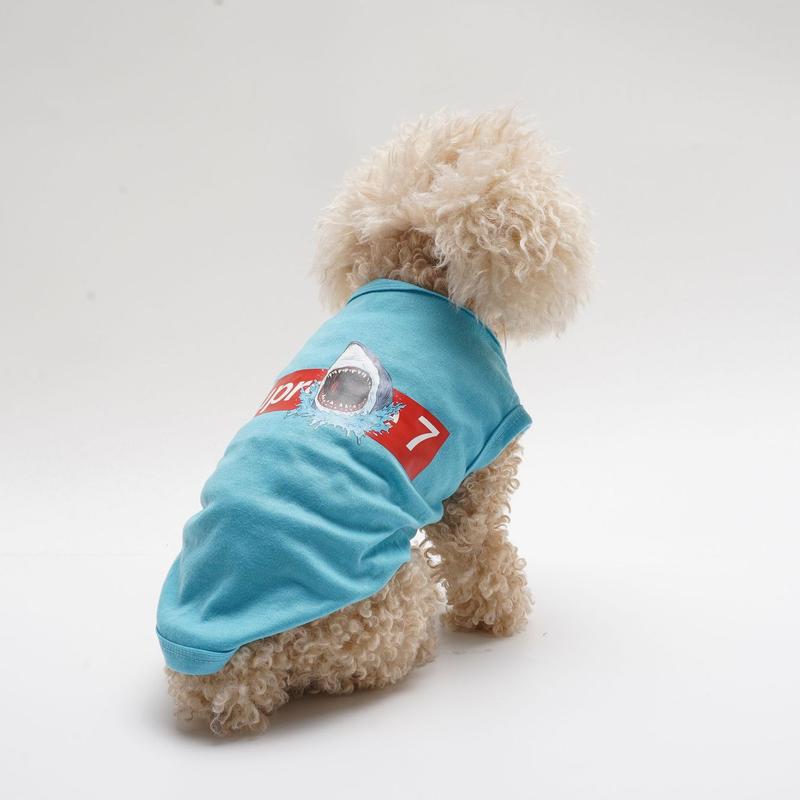 Cartoon Shark Print Pet Vest, 4 Counts/set Breathable Pet Clothes, Summer Cool Pet Clothes for Small Medium Large Dogs & Cats 2