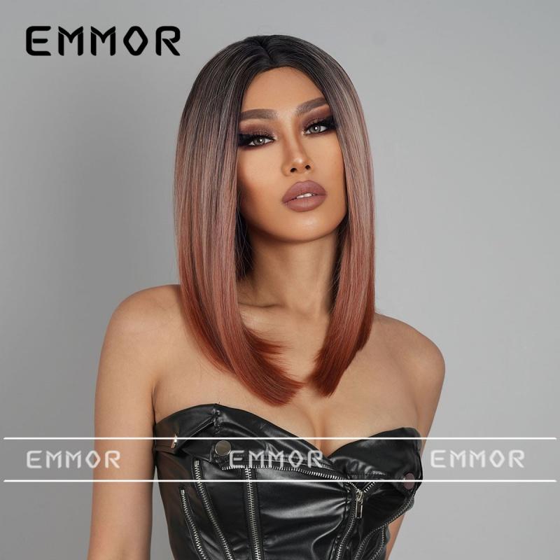 Product Introduction of New European and American Style Wig Medium Gradient Red Brown Long Straight Hair Full-Head Wig for Women 2