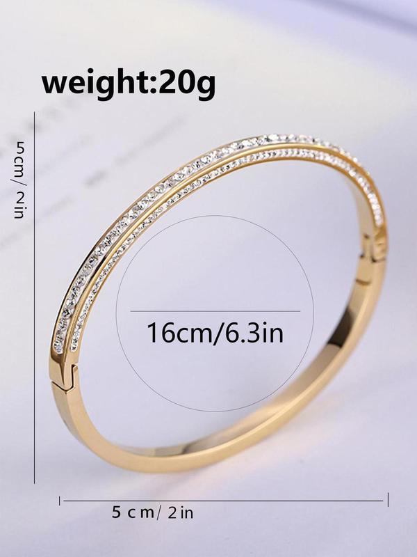 Fashionable Rhinestone Decorated Bangle, Fashion Jewelry for Party, Daily Clothing Decor, Trendy All-match & Exquisite Jewelry for Birthday Gift 1