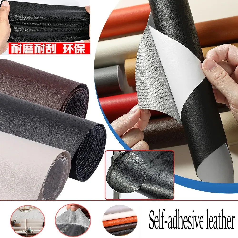 Leather Lychee leather PU leather synthetic super viscosity leather crafts repair patch self-adhesive leather
