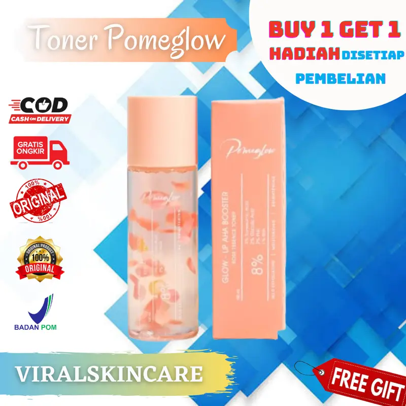 Toner Pomeglow Exfoliating Glow Up Aha Booster Rose Essence Face And Body 0