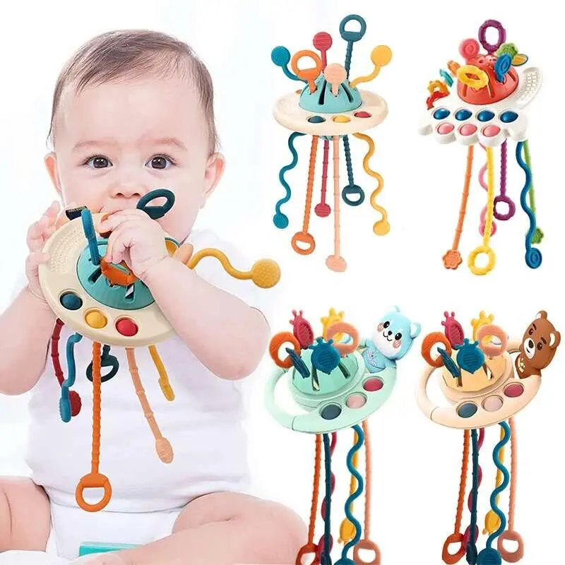 Montessori Pull String Sensory Baby 6 12 Months Silicone Develop Teething Activity for Kids Eduional Toys