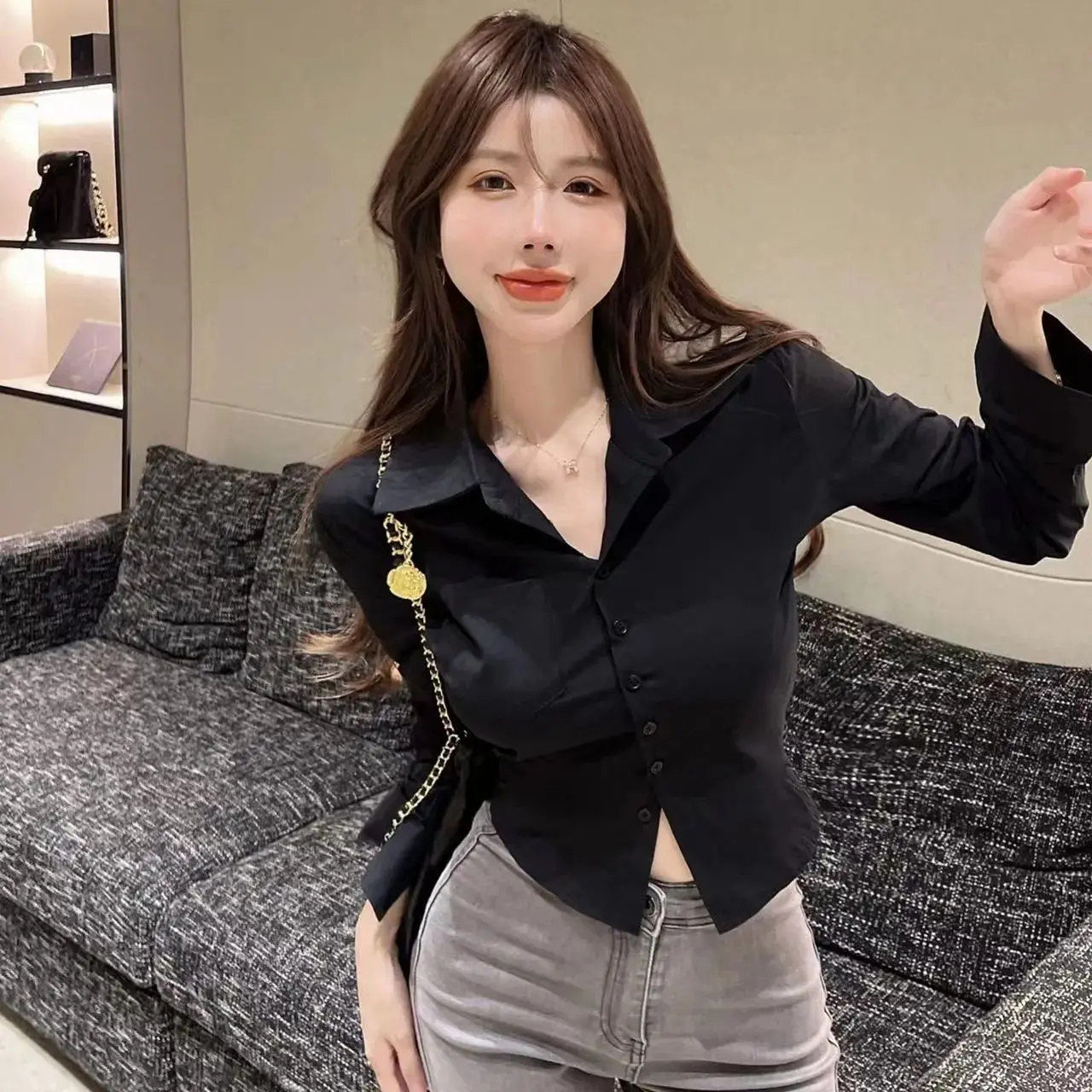 Áo Sơ Mi JK, Ôm Sát Mùa Xuân, Sang Trọng, Ngắn Và Dài Tay, Thiết Kế Mỏng Vừa Vặn, Cảm Giác Cô Gái Nóng Bỏng, Áo Sơ Mi Độc Đáo Bán Chạy