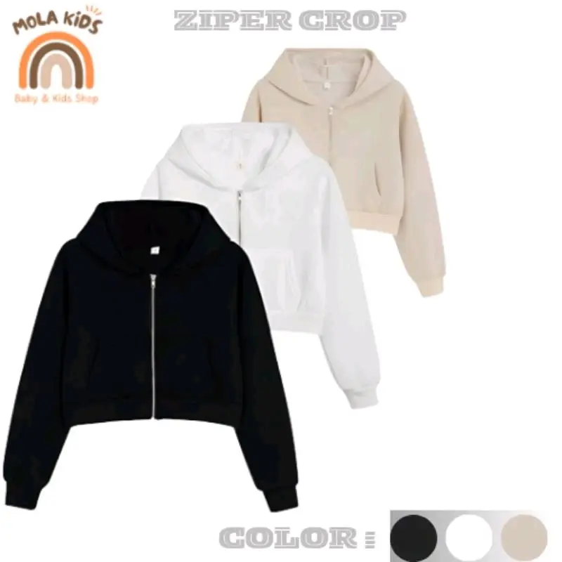 MOLAKIDS [COD] Sweater Jaket Crop Top Hoodie Anak Perempuan Usia 2-13 Tahun Cewek Lengan Lengan 0