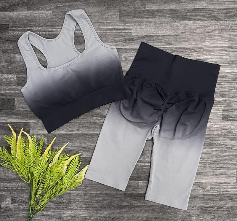 Product Introduction of Bộ ngố thể thao Yoga, Gym, Aerobic loang QC  (Áo bra sẵn mút may liền + quần ngố chun nhiều và nâng đẩy V3) chất dệt mềm co giãn Sport Top 6
