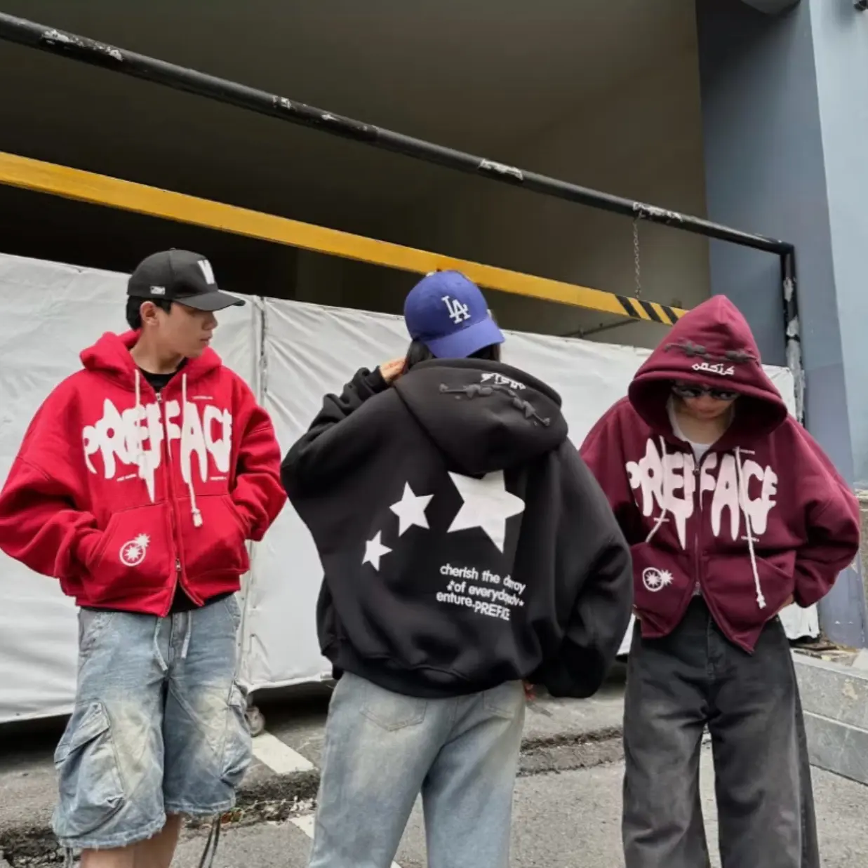 ￼Áo Hoodie Boxy Zip THREE STARS Nam Nữ Chât Nỉ Ngoại In Dập Nổi 5D, Áo Khoác Thời Trang Julido Fashion.
