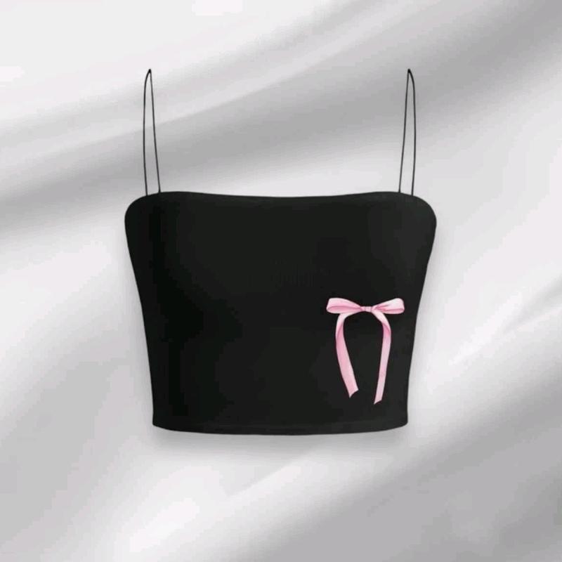 Áo 2 dây đính nơ hồng cưng xỉu 2