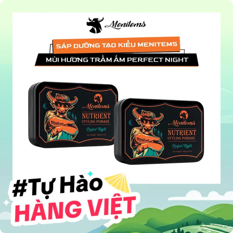 [Độc quyền livestream] COMBO Sáp vuốt tóc Menitems, giúp giữ nếp tạo kiểu tự nhiên, lưu hương nước hoa, hỗ trợ chăm sóc tóc, dưỡng tóc Perfect Night 100gr