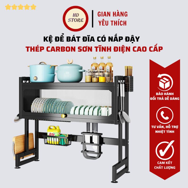 Kệ tủ úp chén bát - Kệ chén có nắp đậy úp bát đĩa thông minh đa năng trên bồn rửa HD STORE Treo Tường kedung  chenbat